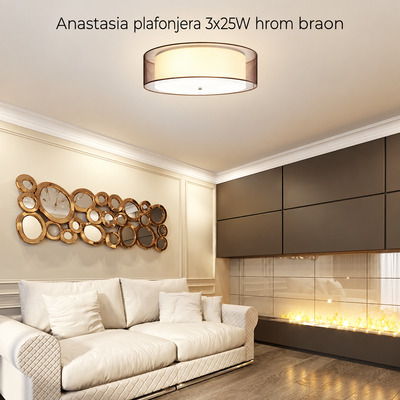 Anastasia plafonjera 3x25W hrom braon