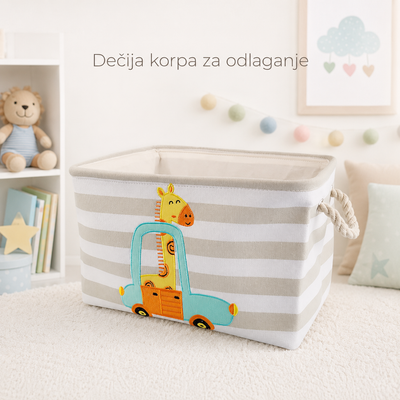 KINDER HOME Kutija za odlaganje igračaka, odeće, kozmetike, sklopiva, sa pogodnim ručkama, za dečiju sobu, spavaću sobu, dnevnu sobu - žirafa