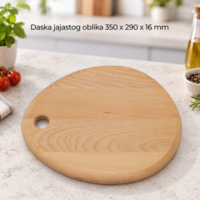 Daska jajastog oblika 350 x 290 x 16 mm