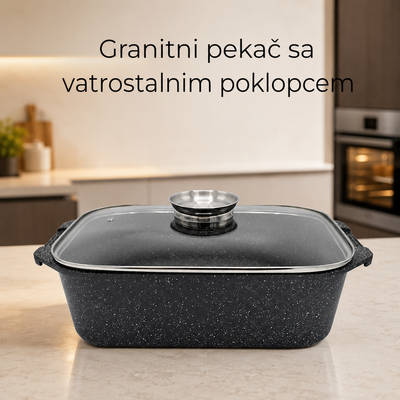Granitni pekač sa vatrostalnim poklopcem