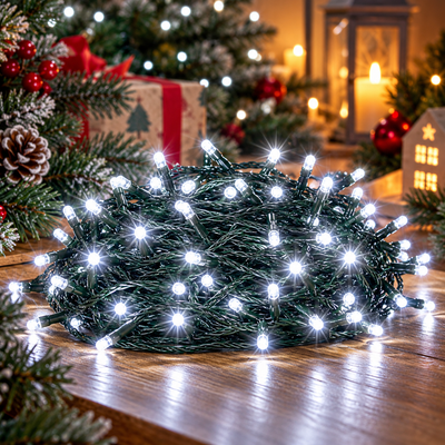 Lampice za jelku sa 100 hladno belih LED dioda KII100/WH 8m
