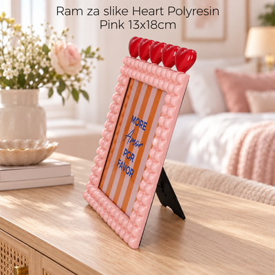 Ram za slike Heart Polyresin Pink 13x18cm