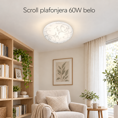Scroll plafonjera D25 E27 60W belo