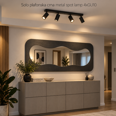 Solo plafonska crna metal spot lamp 4xGU10