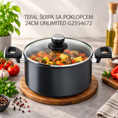 TEFAL ŠERPA SA POKLOPCEM 24CM UNLIMITED G2554672