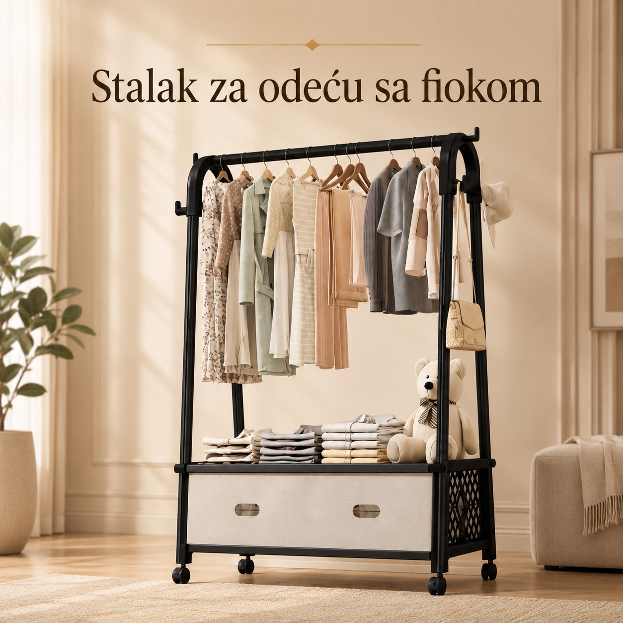 Stalak za odeću sa fiokom – praktično rešenje za uredniji dom