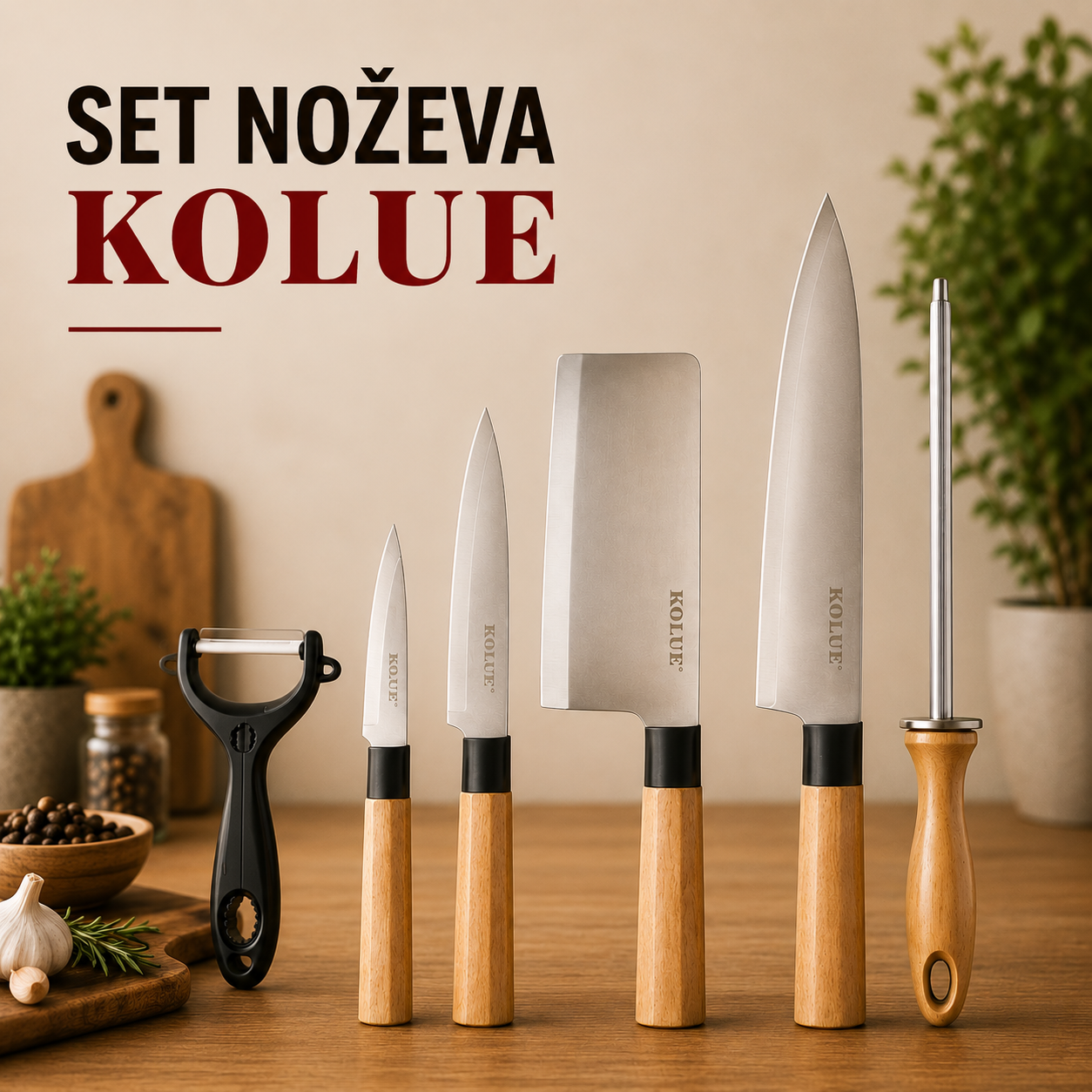KOLUE SET NOŽEVA SA PP DRŠKOM – PRAKTIČAN IZBOR ZA SVAKU KUHINJU