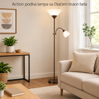 Action podna lampa sa čitačem E27+E14 braon bela