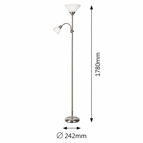 Action podna lampa sa čitačem E27+E14 silver/narandžasta