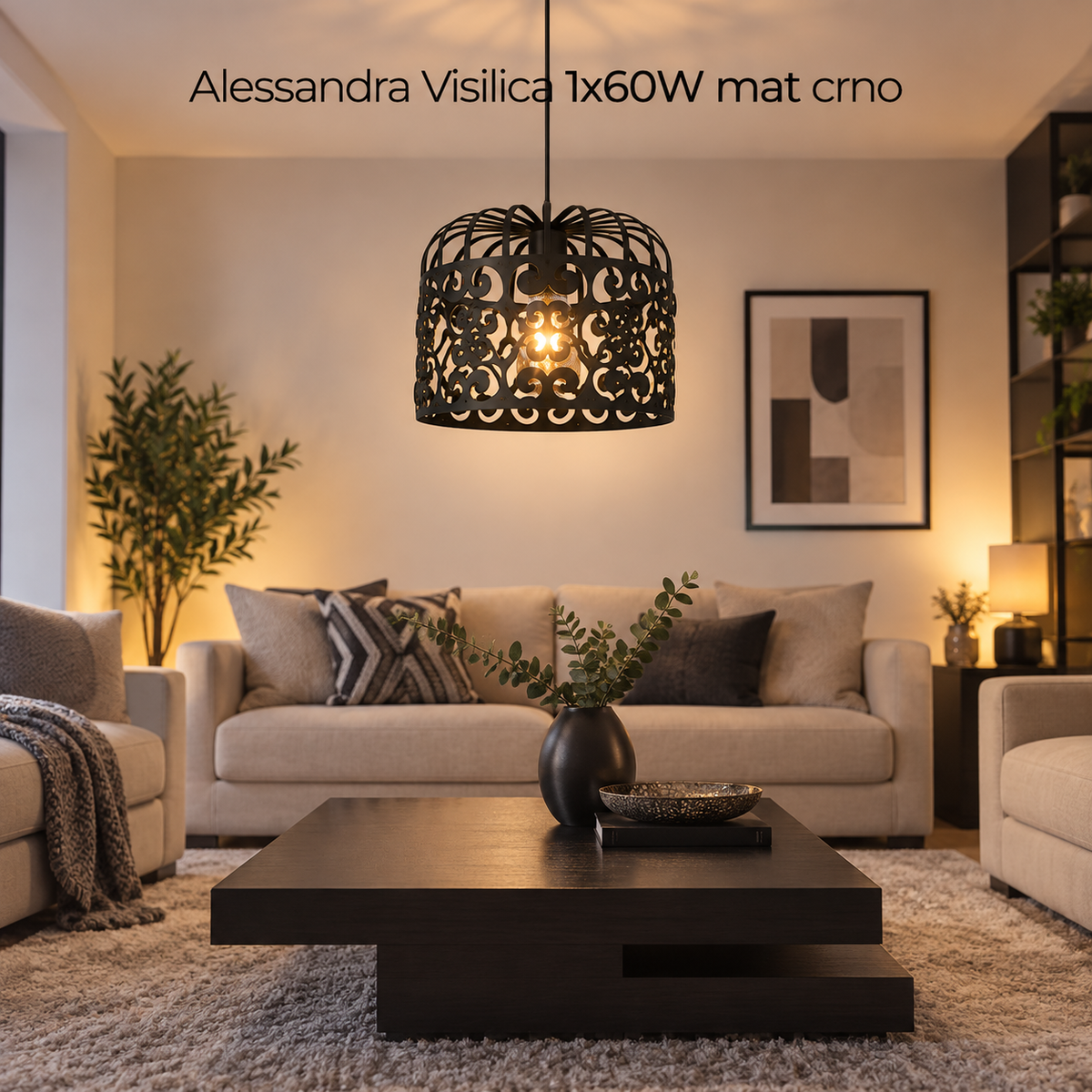 Alessandra Visilica E27 1x60W mat crno