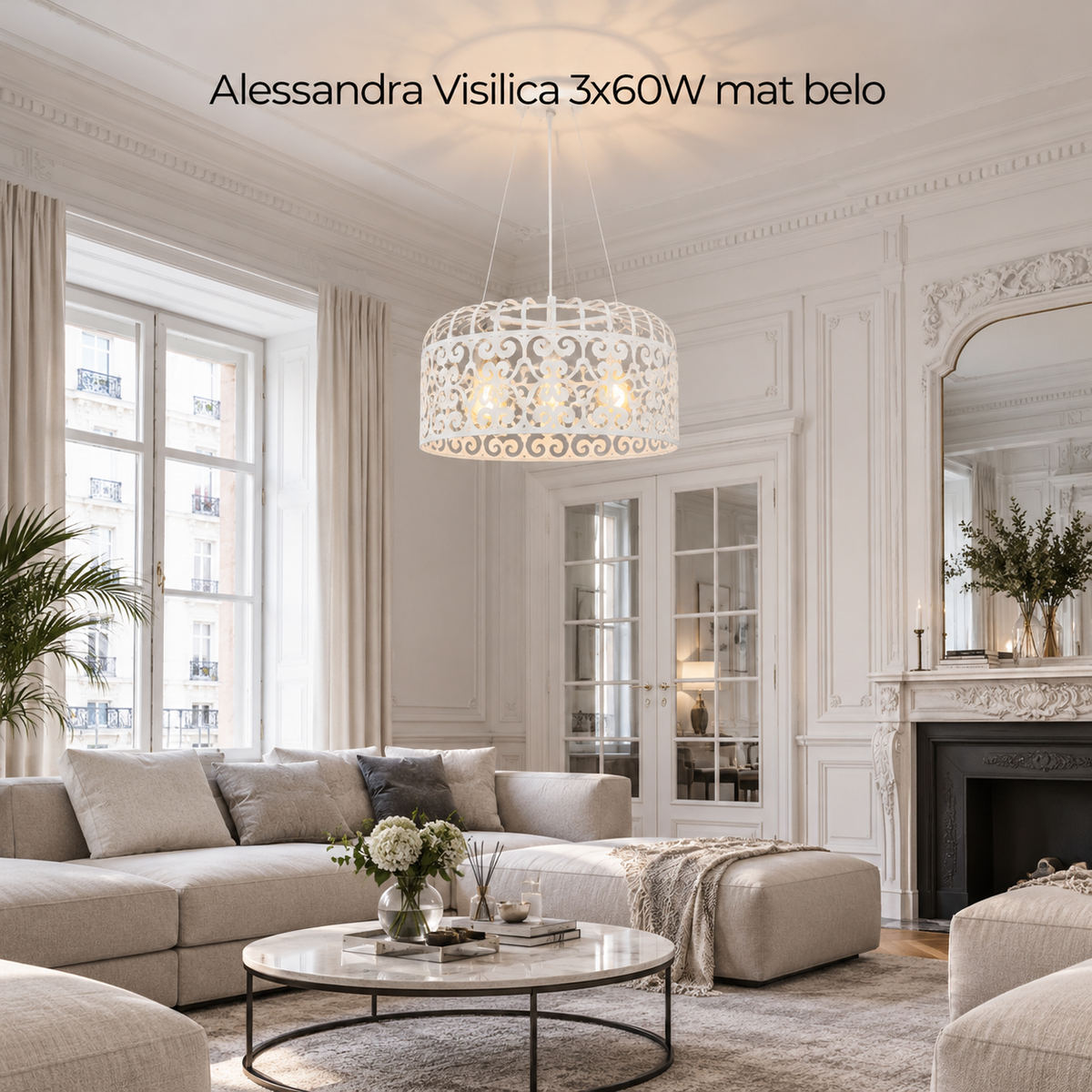 Alessandra Visilica E27 3x60W mat belo
