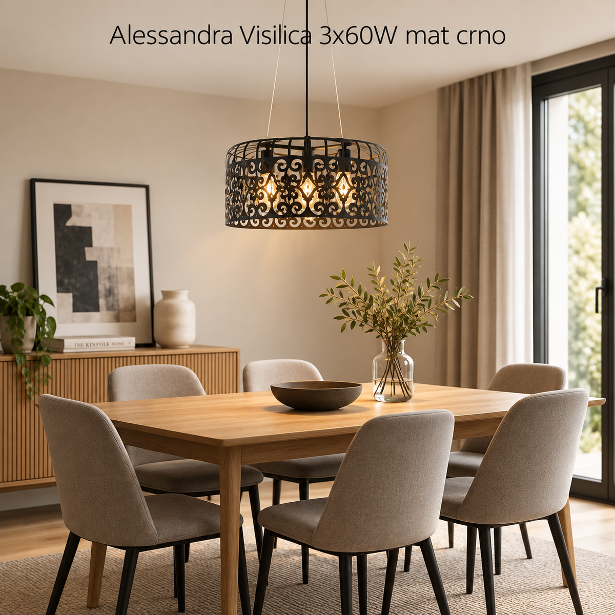 Alessandra Visilica E27 3x60W mat crno