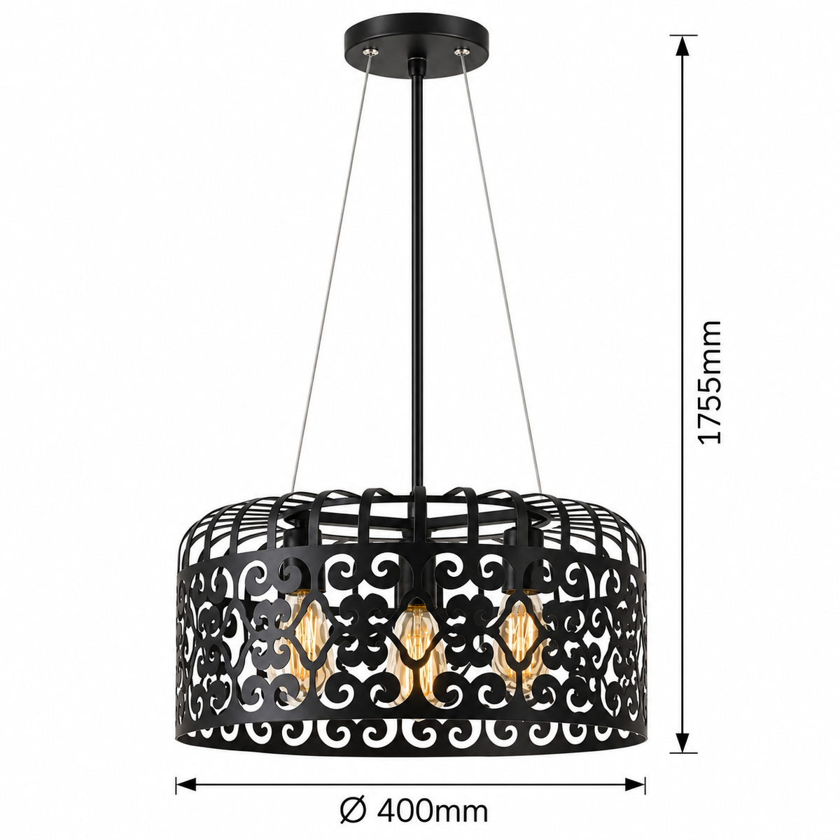 Alessandra Visilica E27 3x60W mat crno
