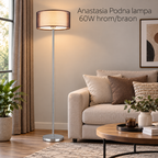 Anastasia Podna lampa E27 max 60W hrom/braon