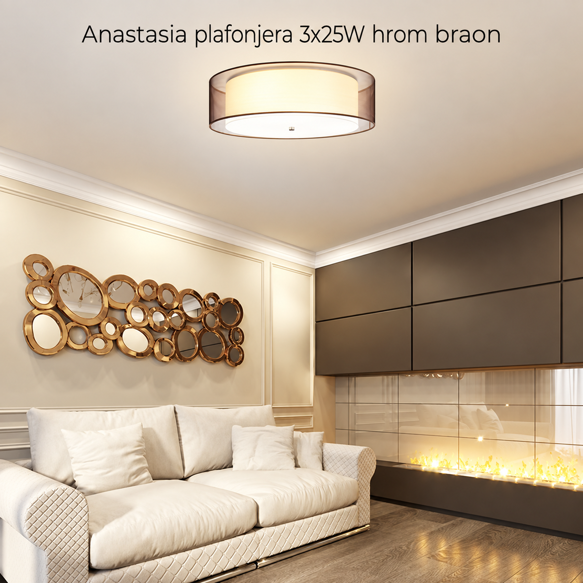 Anastasia plafonjera  3x25W hrom braon