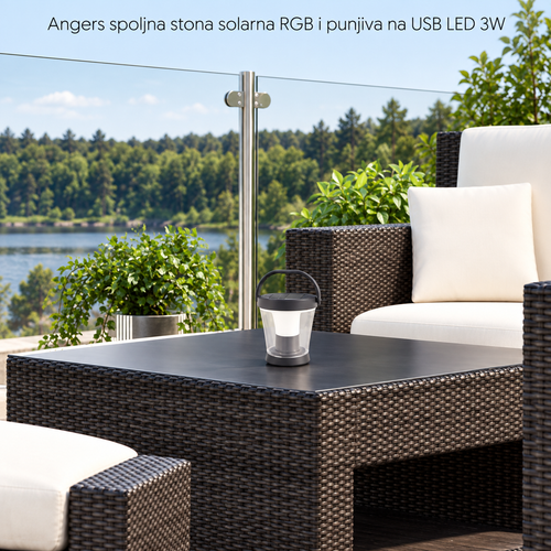 Angers spoljna stona solarna RGB i punjiva na USB LED 3W