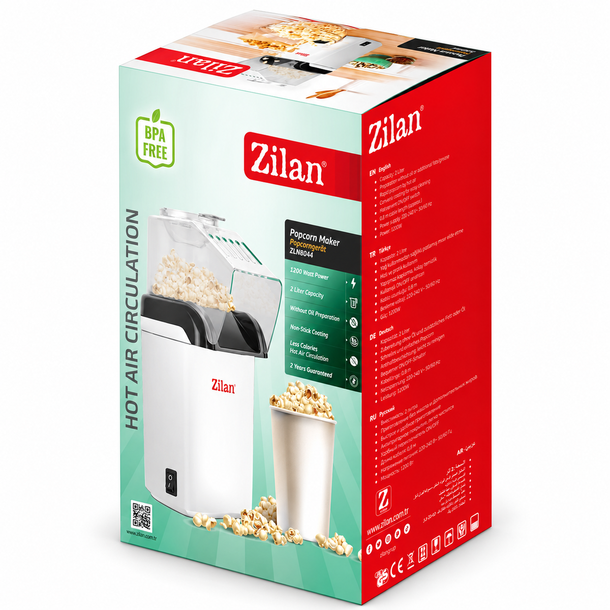 Aparat za kokice, 1200 W, beli ZLN8044