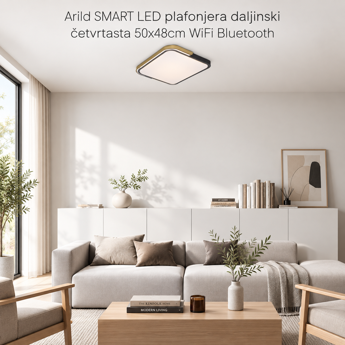 Arild SMART LED plafonjera daljinski četvrtasta 50x48cm WiFi Bluetooth