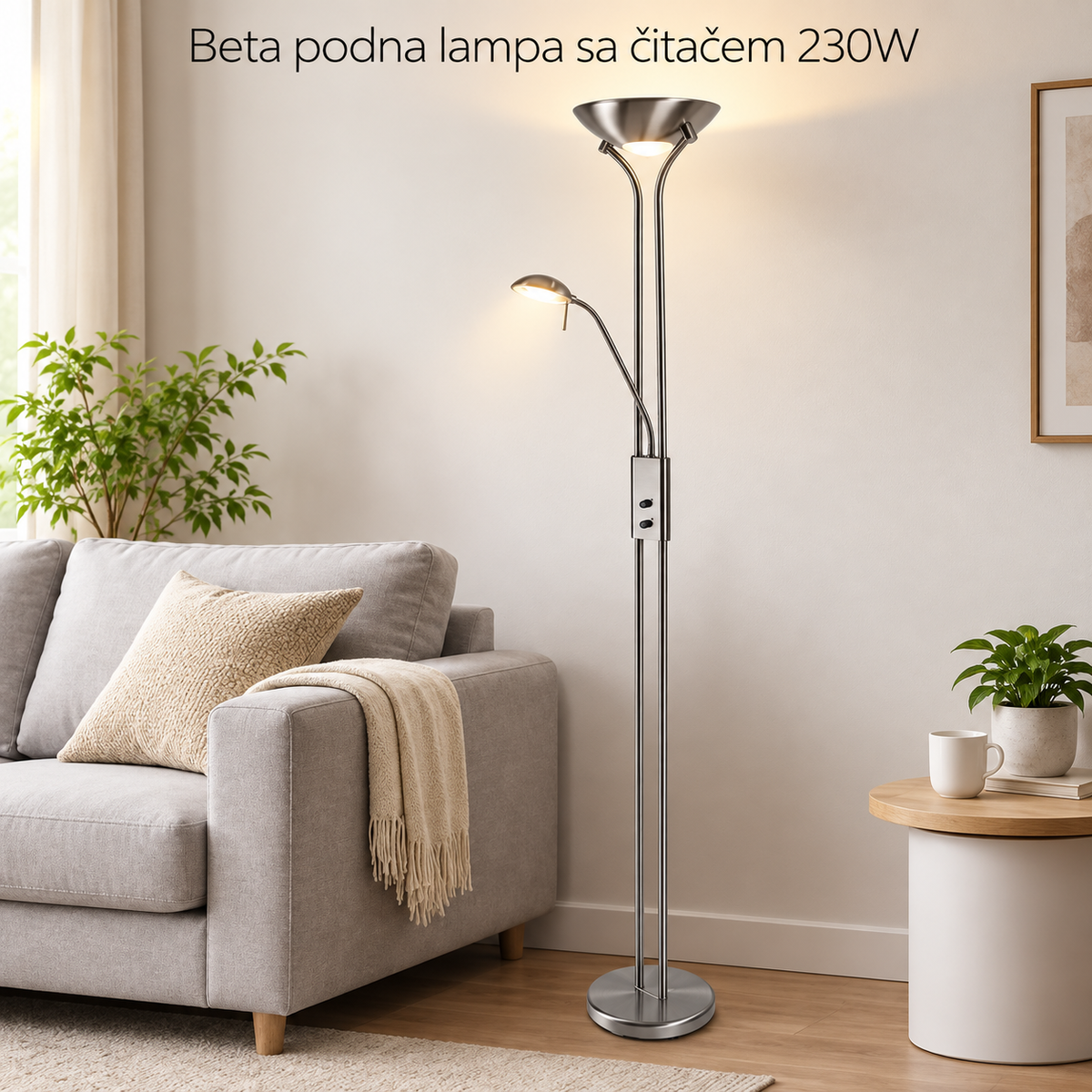 Beta podna lampa sa čitačem  hrom