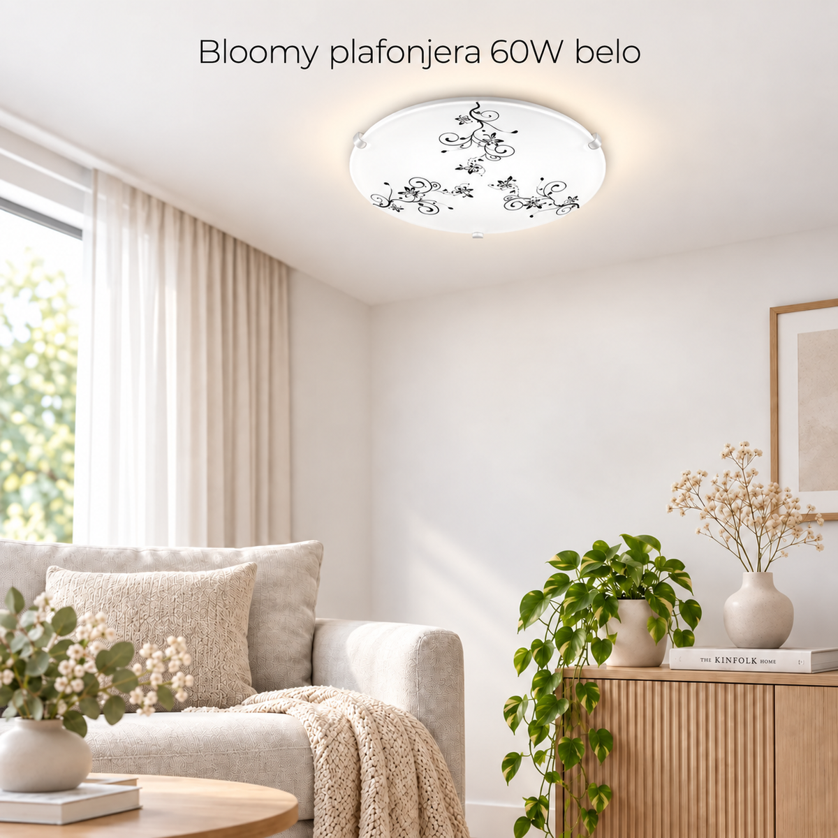 Bloomy plafonjera D25 E27 60W belo