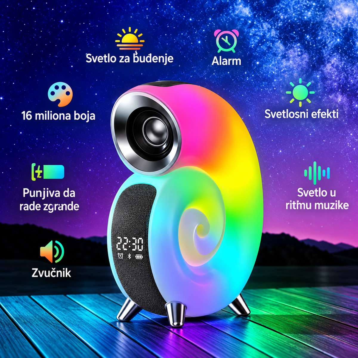 Bluetooth RGB zvučnik crni 17577-5959BK