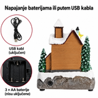 Božićno selo sa LED osvetljenjem, muzikom i pokretnim vozićem