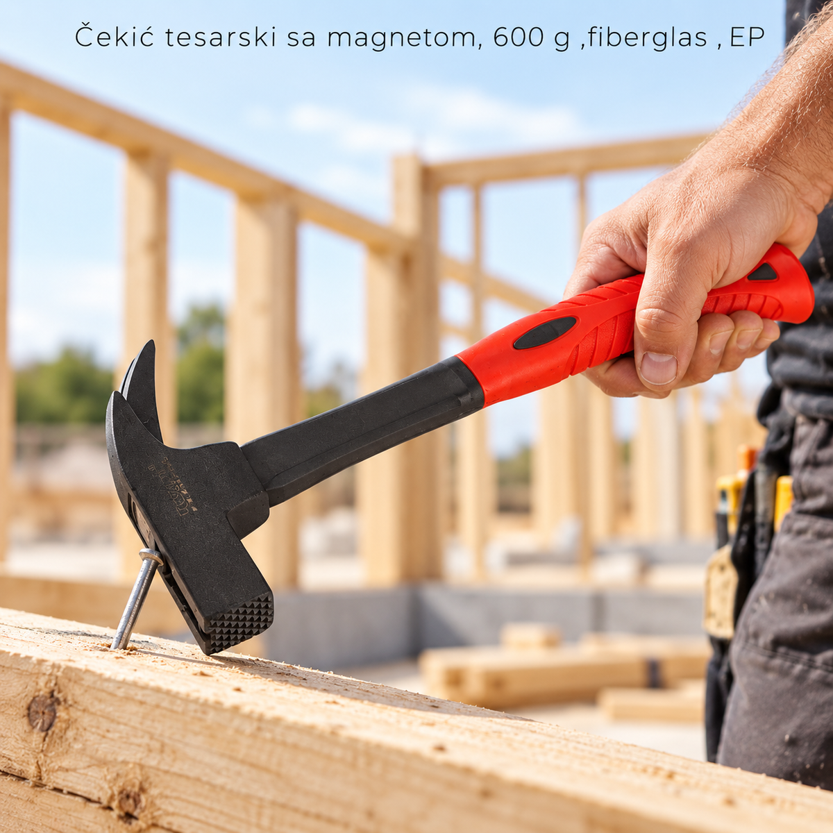 Čekić tesarski sa magnetom, 600 g ,fiberglas , EP
