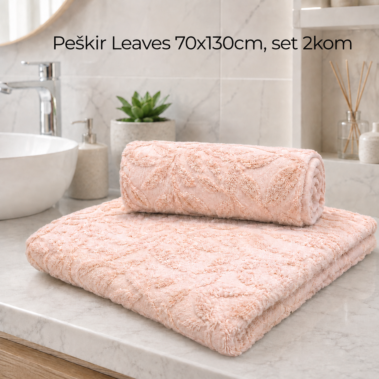 Peškir Leaves 70x130cm, set 2kom