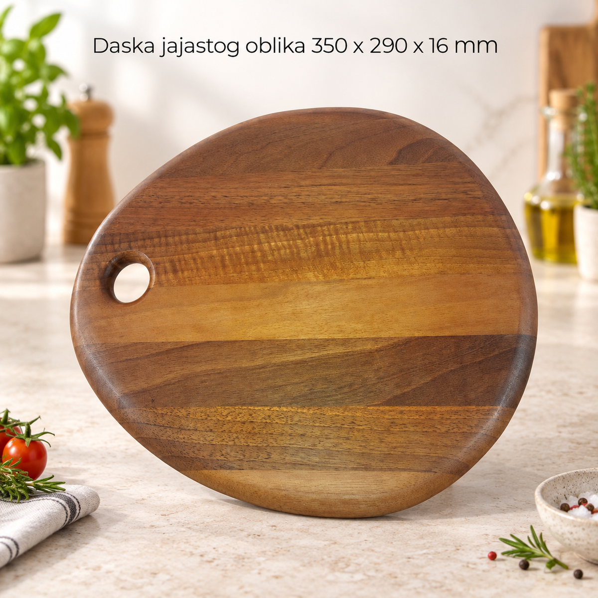 Daska jajastog oblika  350 x 290 x 16 mm