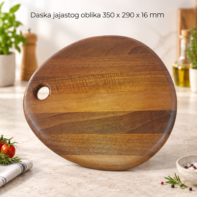 Daska jajastog oblika  350 x 290 x 16 mm