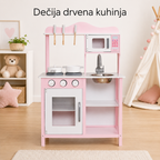 KINDER HOME Dečija drvena kuhinja za igru sa dodacima - roze