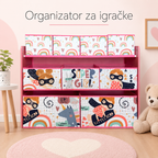 KINDER HOME Organizator za igračke i knjige, dečija polica sa 9 tekstilnih korpi za odlaganje - super devojka