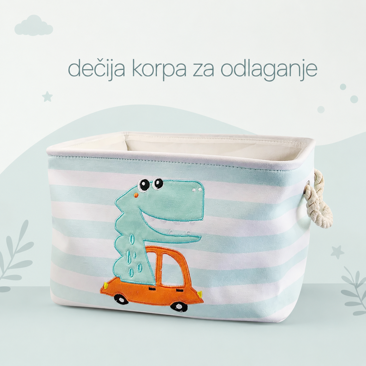 KINDER HOME Kutija za odlaganje igračaka, odeće, kozmetike, sklopiva, sa pogodnim ručkama, za dečiju sobu, spavaću sobu, dnevnu sobu - Dinosaurus