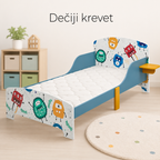 KINDER HOME Dečiji drveni krevet sa zaštitom od pada, ram dušeka od letvica 140/70 cm, udobno postolje - MONSTER