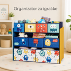 KINDER HOME Organizator dečijih igračaka, polica, delovi sa 9 kutija za odlaganje tekstila - Monster