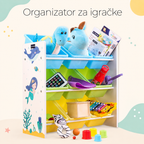 KINDER HOME Polica za igračke i knjige, deo za dečiju sobu sa 9 kutija za odlaganje, drveni organizator - SIRENA
