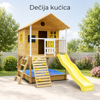 KINDER HOME Velika dečija kućica sa peščanikom i toboganom, za igru na otvorenom u dvorištu i bašti
