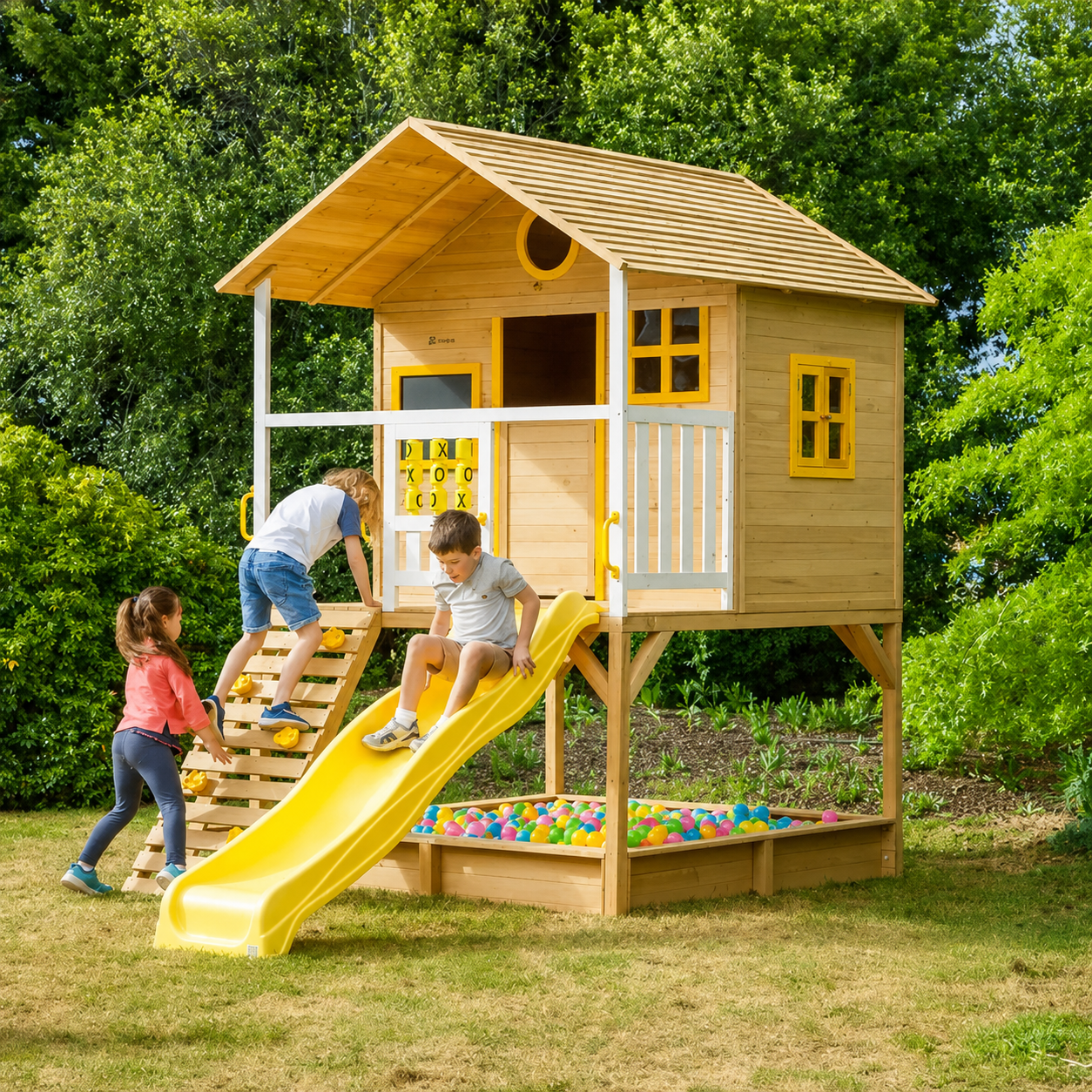 KINDER HOME Velika dečija kućica sa peščanikom i toboganom, za igru na otvorenom u dvorištu i bašti