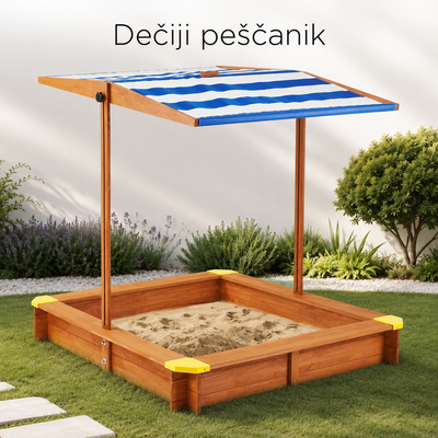 KINDER HOME Dečiji pesčanik, podesivi i vodootporni poklopac za senku protiv UV zračenja