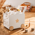 KINDER HOME Kutija za igračke sa točkićima, drvena, bela Share