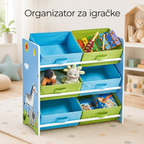 KINDER HOME Organizator za igračke, Polica za dečiju sobu sa kutijama za odlaganje, SAVANA
