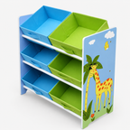KINDER HOME Organizator za igračke, Polica za dečiju sobu sa kutijama za odlaganje, SAVANA