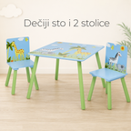 KINDER HOME Dečiji sto sa stolicama za crtanje, igru, jelo, drveni, Dečija soba SAVANA