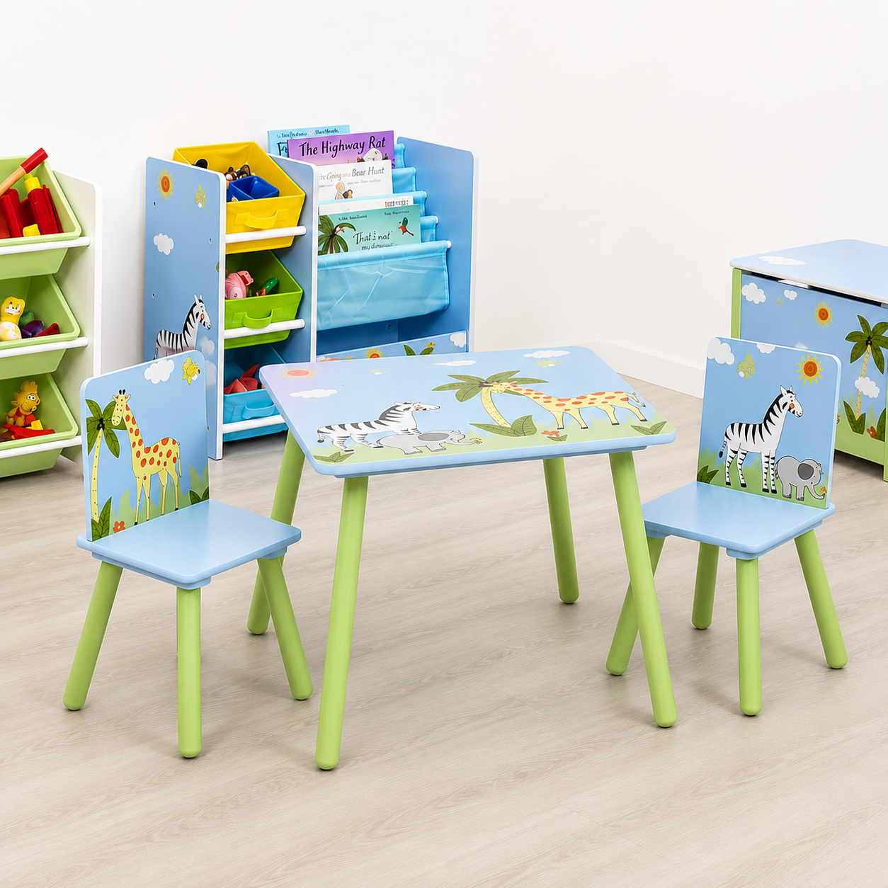 KINDER HOME Dečiji sto sa stolicama za crtanje, igru, jelo, drveni, Dečija soba SAVANA