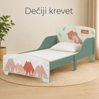 KINDER HOME Dečiji krevet, Zaštita od pada, Drveni, Okvir dušeka 70k140 cm, ŠUMA