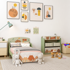 KINDER HOME Dečiji krevet, Zaštita od pada, Drveni, Okvir dušeka 70k140 cm, ŠUMA
