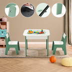 KINDER HOME Dečiji sto sa stolicama 4 u 1, 2 vrha, tabla i vrh za slaganje LEGO konstruktora, šuma