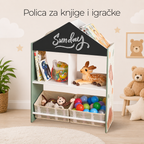 KINDER HOME Dečiji ormar, Ormar Igračke i knjige sa medvedom, Crna tabla za pisanje, Kuća ŠUMA