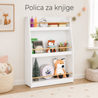KINDER HOME Dečija polica, Drveni organizator za knjige i igračke, bela boja, za udobnu dečiju sobu