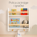 KINDER HOME Dečija polica, Zid sa policama i vešalicama, bela, za dečiju sobu